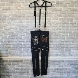 Kill City Junkie Suspender Jeans Punk Goth Unisex 30 Indie Skinny Alternative